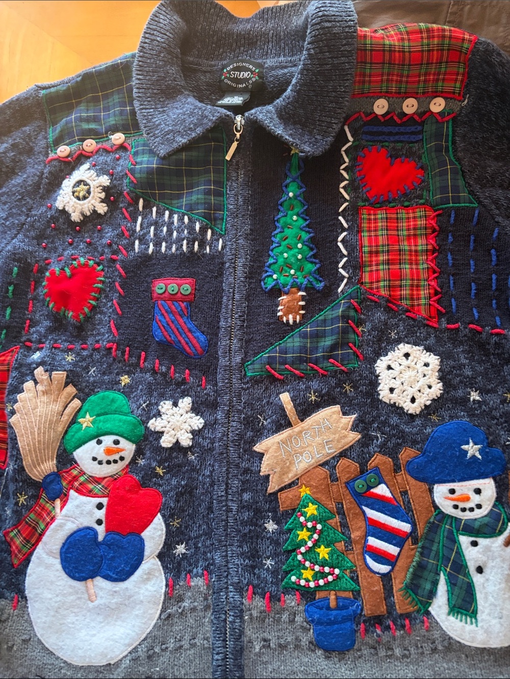 Studio Gray Holiday Kids Zip-Up Jacket with Festive Appliqués